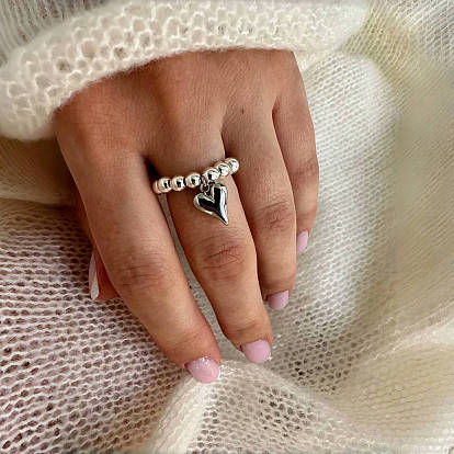 Кольца из сплава сердца с пластиком CCB для женщин, стрейч-кольца