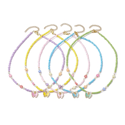 Collares de vidrio, collares pendientes de esmalte de la aleación, mariposa