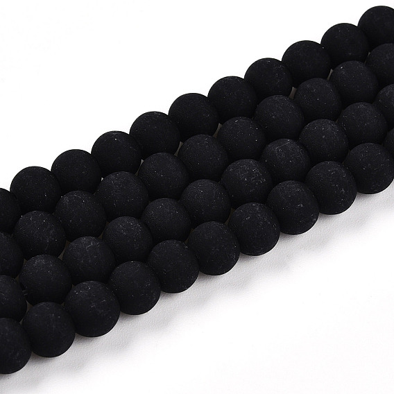 Непрозрачное стекло бисер нитей, круглые, матовые