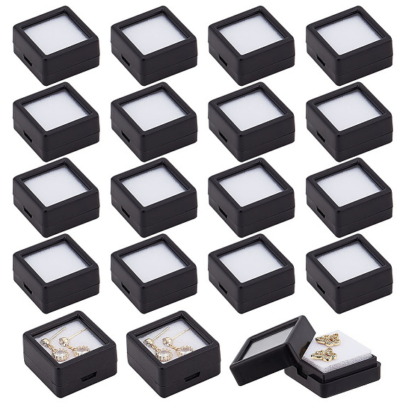 Пластиковая коробка органайзера для ювелирных изделий, со стеклянным окном, для упаковки для хранения ювелирных изделий, квадратный