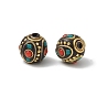 Brass & Resin & Polymer Clay Beads, Oval, Golden