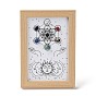 Sun & Moon Pattern Gemstone Chakra Picture Frame Stand, with Wood Rectangle Picture Frame, Reiki Energy Stone Home Office Decoration