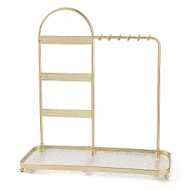 Multifunctional Iron Jewelry Display Rack, with Jewelry Tray, For Hanging Necklaces Earrings Bracelets