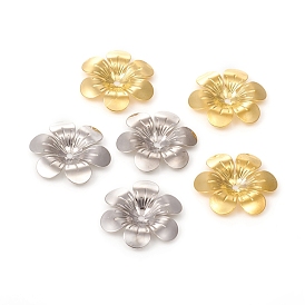 6-Petal Brass Bead Caps, Long-Lasting Plated, Flower