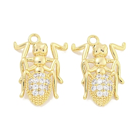 Латунные микропаве прозрачные подвески с фианитом, без кадмия, без никеля и без свинца, навозный жук