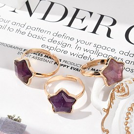 Кольца на палец с натуральным звездчатым драгоценным камнем., кольца из сплава для женщин, золотые