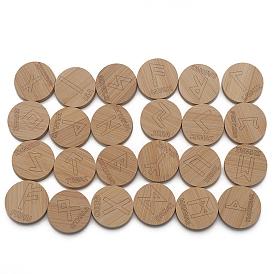 Wood Round Elder Futhark Alphabet Engraved Symbol Rune Stones Sets