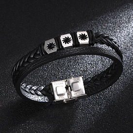 Unisex Imitation Leather Braided Bracelets, Two Layer Multi-strand Bracelets