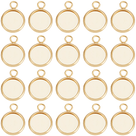 40шт 304 подвеска из нержавеющей стали с кабошоном, чашки безель с краями, плоско-круглые