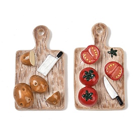 Большие подвески из непрозрачной смолы, разделочная доска с картофелем/помидорами