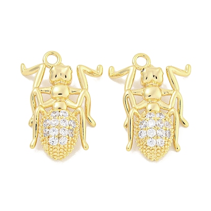 Латунные микропаве прозрачные подвески с фианитом, без кадмия, без никеля и без свинца, навозный жук