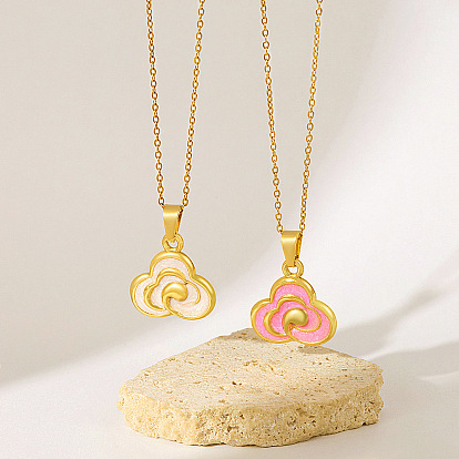 304 Подвеска-колье из нержавеющей стали с эмалированным облаком для женщин, золотые