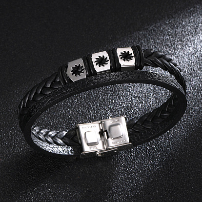 Плетеные браслеты унисекс из искусственной кожи, двухслойные браслеты из нескольких нитей