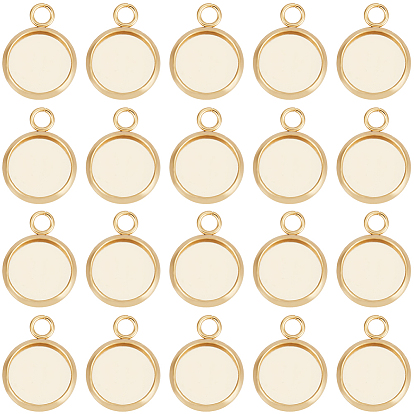 40шт 304 подвеска из нержавеющей стали с кабошоном, чашки безель с краями, плоско-круглые