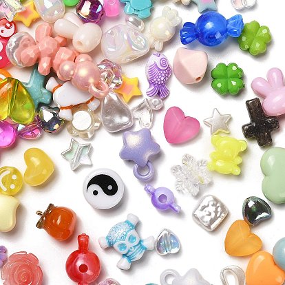 Plating Acrylic Beads, Mixed Shapes