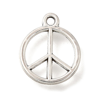 Religion Alloy Hollow Pendants, Peace Sign Charms