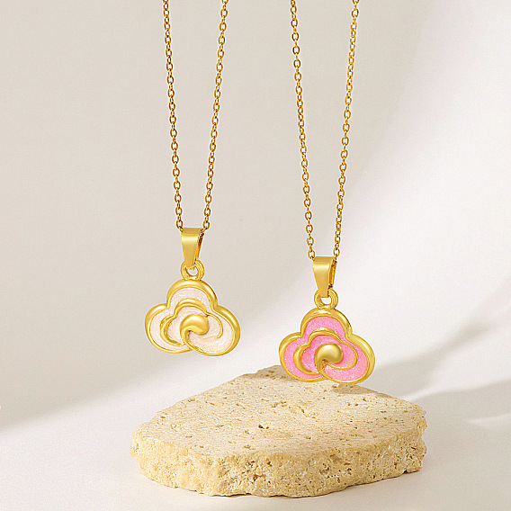 304 Collares con colgante de nube de acero inoxidable esmaltado para mujer, dorado