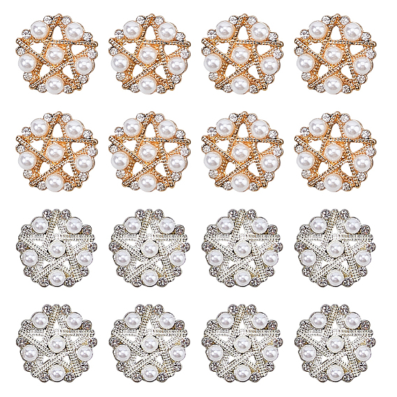 16 шт. 2 стили 1 пуговицы с отверстием под ножку из цинкового сплава со стразами, с акриловой, звезда