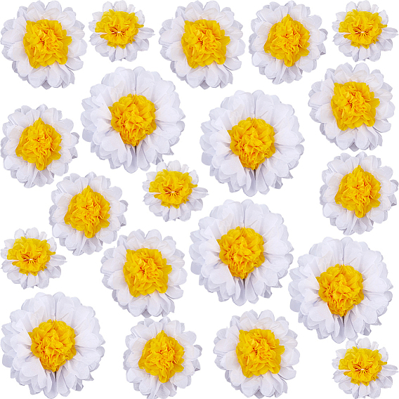 20шт. 4 стили подвесных украшений в виде ромашек из бумажных цветов, для декора свадебного банкета, с веревкой
