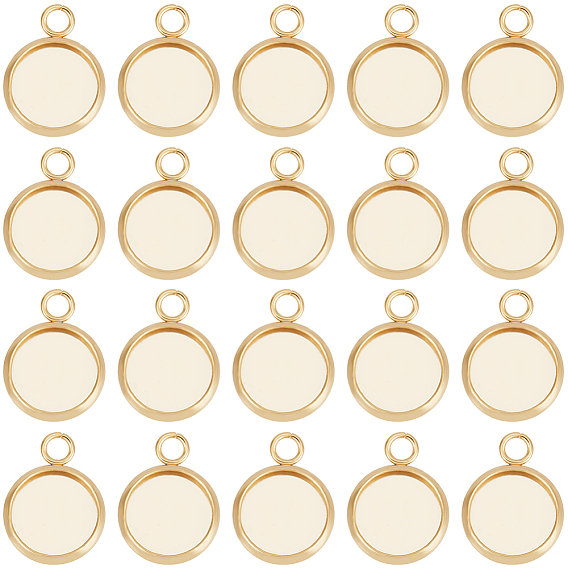 40шт 304 подвеска из нержавеющей стали с кабошоном, чашки безель с краями, плоско-круглые