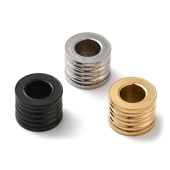 304 из нержавеющей стали европейские шарики, бусины с большим отверстием, рифленая колонна