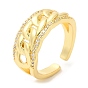 Rack Plating Brass Curb Chains Shape Open Cuff Ring with Cubic Zirconia