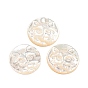 Cabochons de coquillages naturels, plat rond avec tigre gravé