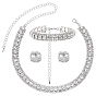 1 Bag Alloy Rhinestone Jewelry Sets, Including Earring, Bracelet, Necklace