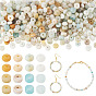 2 hebras 2 estilos hebras de cuentas de amazonita con flores naturales, perlas heishi, disco y rondel