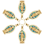 6Pcs Brass with Natural Paua Shell Religion Pendants, Virgin Mary Charms
