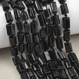 Натуральный черный турмалин бисер нитей, граненые, колонка, с бисером