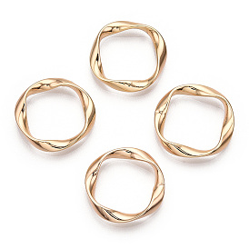 Brass Linking Rings, Nickel Free, Real 18K Gold Plated, Twist Ring