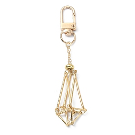 Brass Empty Stone Holder Pouch Pendant Decorations, with Alloy Swivel Clasps