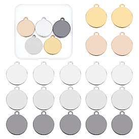 BENECREAT 50Pcs 5 Colors Brass Pendants, Stamping Blank Tag, Flat Round