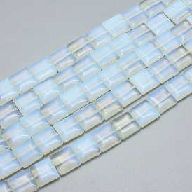 Perles opalite brins, perles carrées à tranche plate