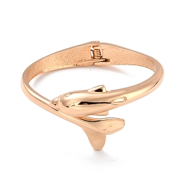 Double Dolphin Alloy Cuff Bangle, Hinged Open Bangle for Women