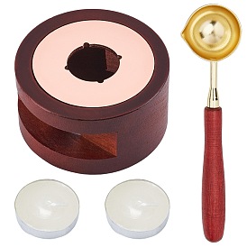 CRASPIRE Wood Sealing Wax Furnace Tool, with Brass Wax Sticks Melting Spoon and Candle, for Melting Wax Seal Sticks or Sealing Wax Beads