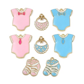 Alloy Enamel Pendants, Golden, Baby Clothes & Bib & Socks Charm