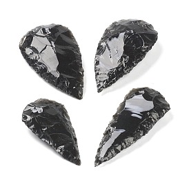 Perles d'obsidienne noire naturelle martelées brutes et brutes, pas de trous / non percés, larme
