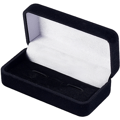 Velvet Jewelry Cufflink Storage Boxes, Rectangle