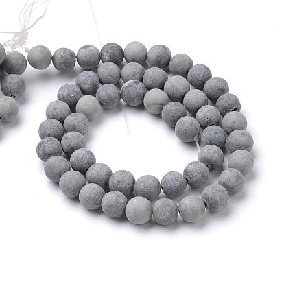 Natural Maifanite/Maifan Stone Beads Strands, Frosted Style, Round, Dyed