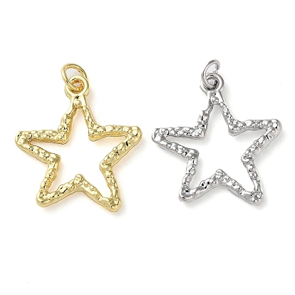 Colgantes de latón chapados en rack ecológicos, con anillo de salto, larga duración plateado, sin plomo y el cadmio, encantos estrella