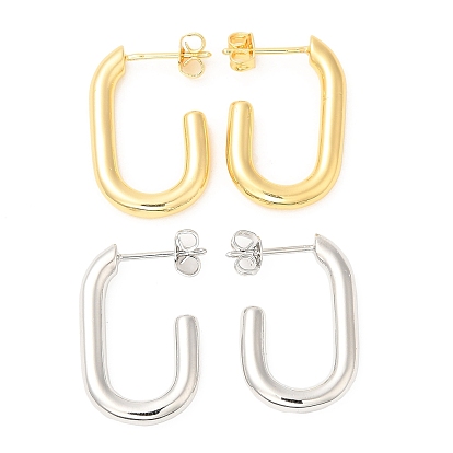 Brass Oval Stud Earrings, Half Hoop Earrings, Lead Free & Cadmium Free