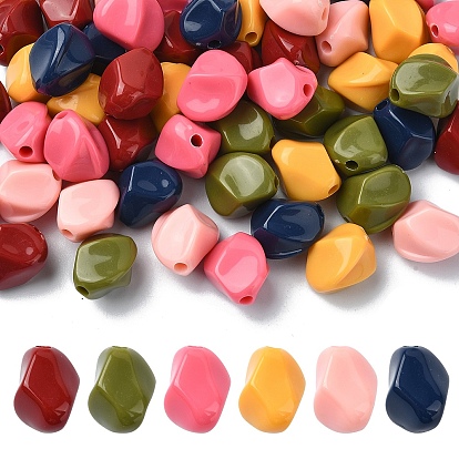 60Pcs 6 Colors Opaque Acrylic Beads, Nuggets