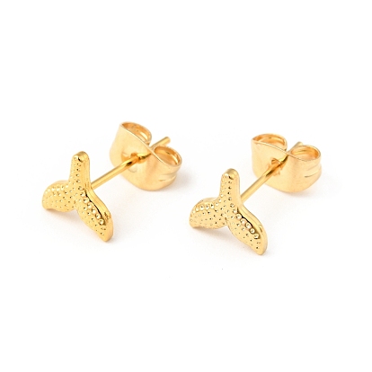 304 Stainless Steel Tiny Whale Tail Stud Earrings with 316 Stainless Steel Pins for Women