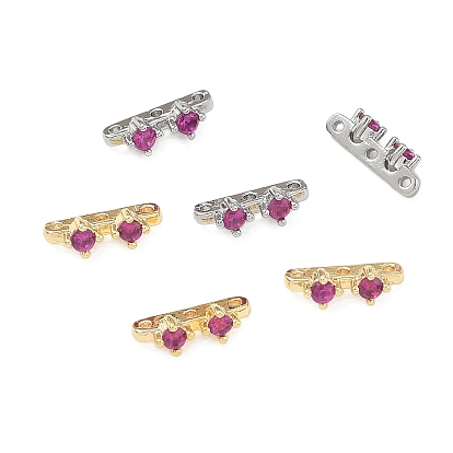Латунные вставки с инкрустацией пурпурным кубическим цирконием 3-отверстия, прямоугольные
