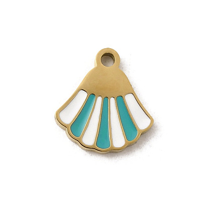 304 из нержавеющей стали шармы эмали, ионное покрытие (ip), золотые, шарм в форме ракушки