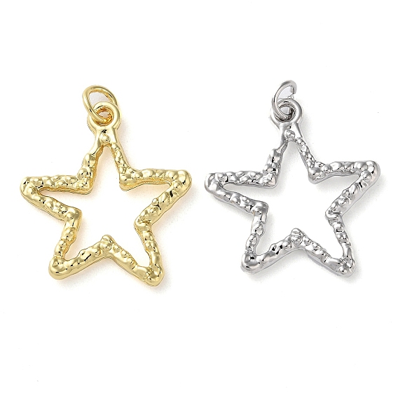 Eco-Friendly Rack Plating Brass Pendants, with Jump Ring, Long-Lasting Plated, Lead Free & Cadmium Free, Star Charms