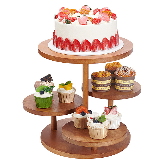 4 деревянные круглые многоярусные подставки для ювелирных изделий, горшечные растения