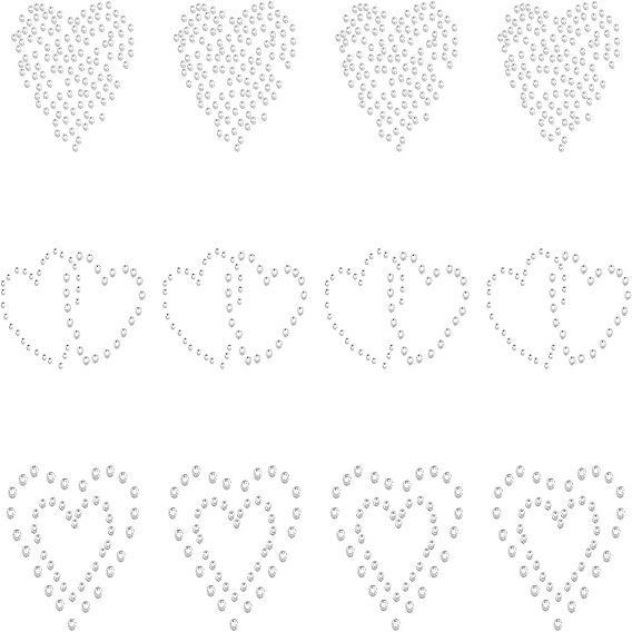 Glitter Hotfix Rhinestone(Hot Melt Adhesive On The Back), Costume Accessories, Heart